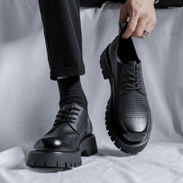 Casual Shoes Hollowed Men's Dress Fashion Brogue Flats Platform Footwear Comfortable Career Oxfords For Men Business Leisure Shoe A235