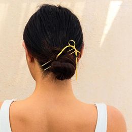 Hair Clips Chinese Style Creative Design Fork For Women Girl Fashion U-Shaped Bowknot Metal Hairpins Jewellery Accessories