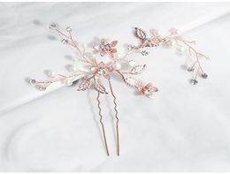 2019 Rose Gold Handmade Wedding Hair Clips Bridal Hair Pins Head Jewelry Accessories for Women Headpieces JCF0602208012