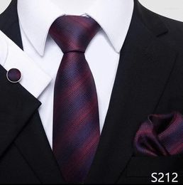 Bow Ties 2024 Man Tie Set Necktie Silk Woven Handkerchief Cufflinks For Men Year Party Gift