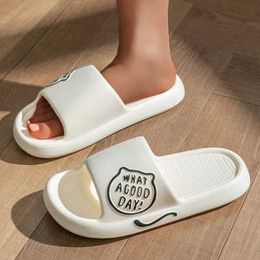 Slippers Fashion Summer Cartoon Kitten Ladies Home Shoes For Women Cosy Slides Lithe Soft Sandals Men Couple Indoor Flip Flops H240509