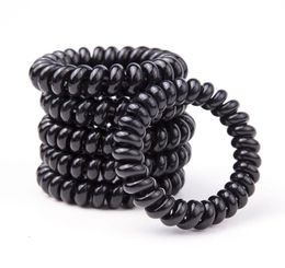 5cm Black Colour Telephone Wire Cord Hair Tie Girls Kids Elastic Hairband Ring Rope Bracelet Stretchy4088017