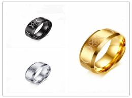 Cluster Rings Men039s Triple Goddess Pentacle Ring For Men Stainless Steel Crescent Moon And Pentagram Jewellery Gold Silver Wicc6811152