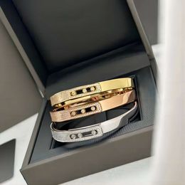 Fashion Brand Jewellery Move Noa Series Sier Three Diamond Platinum Inlaid Diamond Women's Sliding Bracelet