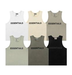 ESS Mens Tank Top T Shirt Trend Brand Three-dimensional Lettering Pure Cotton Lady Sports Casual Loose High Street Sleeveless Vest Top EU Size S-XL High Quality 44536