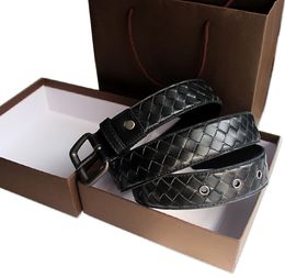 2020Men039s Luxury Weaving Belt Pin Buckle Genuine Leather Belts For Men Women Woven Male Strap Braided Man belt for Jeans6813938