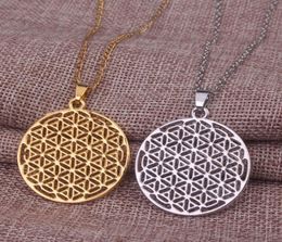 Two Colors Flower of Life Necklace for Women New Fashion Silver Gold Geometric Long Boho Choker Necklace3785430