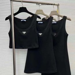Summer Women's Tops Tees Crop Top Embroidery Sexy Off Shoulder Black Tank Casual Sleeveless Backless Shirts Luxury Designer Solid Colour Vest 0F3G