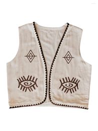 Women's Vests DeuYeng Women S Vintage Vest Tops Casual Embroidery Sleeveless Open Front Boho Cardigan Crop