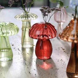 Vases 1pc Small Mushroom Design Glass Vase Bottle Creative Home Hydroponic Flower Table Simple Decoration