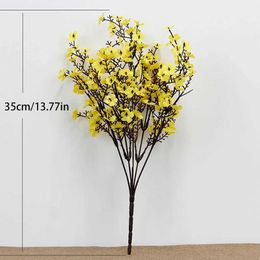 Decorative Flowers Wreaths Silk Pink Cherry Blossom Artificial Flowers Bouquet Wedding Home Room Christmas Autumn Decor Babysbreath Fake Flower Wholesale