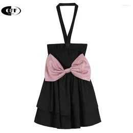 Casual Dresses OFF Gothic Y2K Backless Sexy Black Mini For Women Hip Hop High Waist A-line Bow Hollow Out Girl Night Club Dress Female