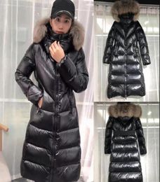 Women Designer winter down jackets White duck down Long parkas black Green Outdoor coat Big Fox fur Hooded Size 12348296299