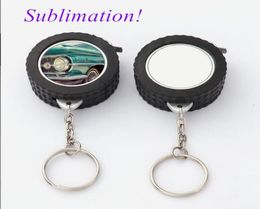 Sublimation Blank Round Pendant Heat Transfer Round Tape Measure Metal key Chain European and American Ornaments gift A00202904645