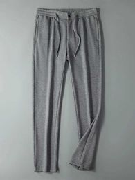 Men's Pants Spring Autumn Mens Cotton Sweatpants Fashion Drawstring Black Grey Straight Track Men Casual Long Trousers H240508