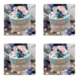 Party Favour Wholesale- 10Pcs/Lot Paper Gift Box Pink And Blue Wedding Boxes Candy - Drop Delivery Home Garden Festive Supplies Event Dhnzl