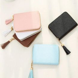 Wallets Zipper Clutch Card Purse Female Small Mini PU Leather Wallet For Women Tassel Fashion Short Coin Money