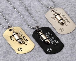 Fashion Men Military Card Stainless Steel Dog s Pendant Necklace for Necklaces Vine Antique Filling Pieces Personality 70cm Long Beads9752823