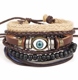 New Fashion accessories anchor Bead Leather Bracelets bangles 34 pcs 1 Set Multilayer Braided Wristband Bracelet Men8606301