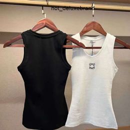 Embroidered Vest Summer Shorts Slim Belly Button Exposed Clothing Elastic Knit Sleeveless Breathable Pullover, Women's Sports Top Sexy Babes Trend 5429