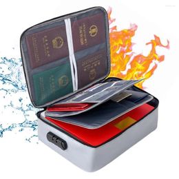 Storage Bags Waterproof Document Holder Fireproof Bag With Password Lock 3-layer File Case For Home Travel Certificates