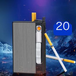 DH Creative USB Rechargeable Fine Cigarette Case Tungsten Cigarette Lighter Pieces Metal Cigarette Case Wholesale