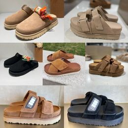 New Designer Flax brown Sandals Outdoor Sand beach Rubber Slipper Fashion Casual Heavy-bottomed buckle Sandal leather sports sandals size 35-44