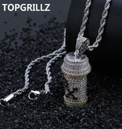 TOPGRILLZ Hip Hop Detachable Medicine Bottle Pendant Necklace Men039s Jewellery Gold Silver Colour Cubic Zircon Necklaces Gifts8897973