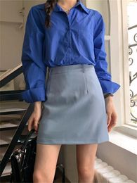 Women's Blouses Alien Kitty Office Wear Shirts Solid Women Elegant High Street Fashion Casual 2024 Summer Slim Mini Bodycon Skirts Daily