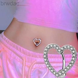 Navel Rings 1PCS Crystal Heart Belly Button Rings Stainless Steel Butterfly Belly Ring Cute Pink Navel Barbell Piercing Nombril For Women d240509