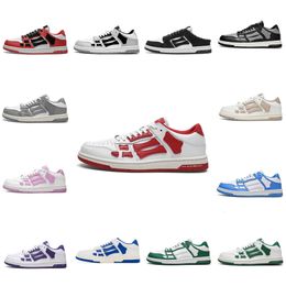 2024 Top designer shoes Skeleton Casual AMRIE SKEL High Low Shoes Lace Up Trainers White Black Blue Green Skelet Bones Runner Sports Mens Platform Sneakers 36-45