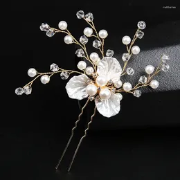 Hair Clips 1PCS Sliver Crystal Pearl Flower Pin Bride Wedding Aolly Accessories Jewerly Headwear