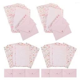 Gift Wrap 4 Sets Of Letter Writing Paper Envelopes Set Floral Printing Kit Envelope