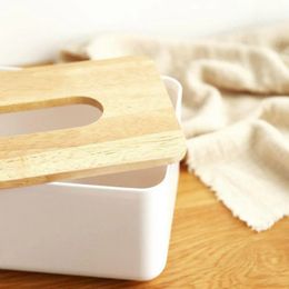 NEW Plastic Tissue Box Modern Wooden Cover Paper with Oak Home Car Napkins Holder Case Home Organiser Decoration Toolswooden tissue Organiser