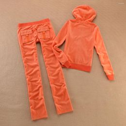 Women's Two Piece Pants Velvet Tracksuit Women 2024 Spring/Fall Jacket And Trousers Set