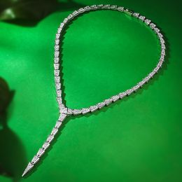New S925 Silver Hao Inlaid with Full Diamond Snake Shape High-end Personality Necklace Female Clavicle Chain Neck Chain