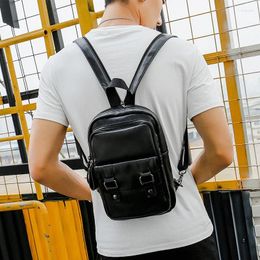 Backpack Xiao.p Large Capacity Solid Color High Quality Pu Leather Waterproof Casual Unisex Students School Bag Men's Package