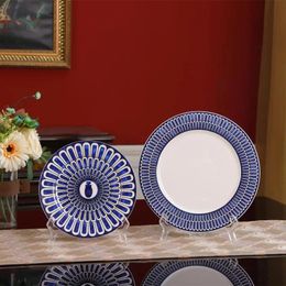 EuropeanStyle Exotic Blue Plate Home Breakfast Luxury Dinner Bowl Decoration Sample Decorative Tray Dinnerware Set 240508
