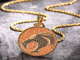 Hip Hop Mens Necklace Gold Plated CZ Ice Out Dinosaur Pendant Necklace with 24inch Rope Chain for Men Punk Jewellery Gift1932174