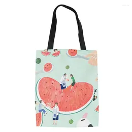 Evening Bags Fruit Tote Bag Canvas Unisex Fashion Travel Storage Funny Shopping Arrival Cartoon Print Bolsa Compra