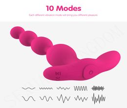 Silicone Anal Plug Wireless Remote Control Vibrator Butt Beads Anus Masturbator Male Prostate Massage Sex Toys for Woman and Man Y3934551