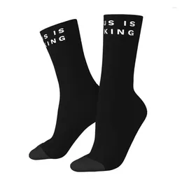 Men's Socks Jesus Is My King Dress For Men Women Warm Fashion Novelty Catholic Christian Crew