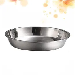 Plates Stainless Steel Non-magnetic Flat Round Plate Portable Dish Jewellery Tray Cake Baking Pan (24CM/26CM/28CM/30CM