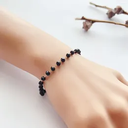 Strand Simple Fashion Retro Everything With Black Glass Crystal Beaded Bracelet Accessories For Women