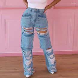 Women's Jeans Denim Streetwear 2024 Summer Clothes For Women Outfit Casual Ripped Out Long Pencil Pants Y2k
