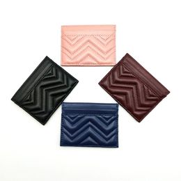 Fashion Credit Bank Card Holder Wave Classic Men Women Genuine Real Leather Zig Zag Mini Wallet With Box 269S