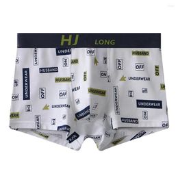 Underpants Mens Sexy Boxer Briefs Middle Waist Printed Underwear Breathable Elastic Male Shorts Panties