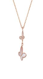 Sparkling diamond zircon lovely cute shell butterfly pendant short choker necklace for women girls fashion designer rose gold silv8413505