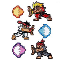 Brooches 1 Set Classic Retro Fighting Game Enamel Pin Cool Pixel On Clothes Lapel Pins For Backpack Badges Accessories