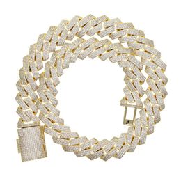 19 mm breite schwere Kette aus dem Bling Diamant Curb Cuban Link Chain Hip Hop -Kette Halskette 2230